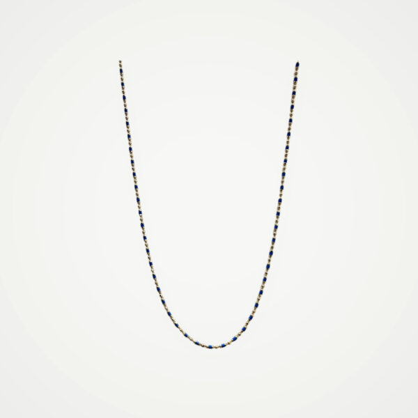 14 Ayar Altın Mavi Detaylı Modern Top Zincir Kolye